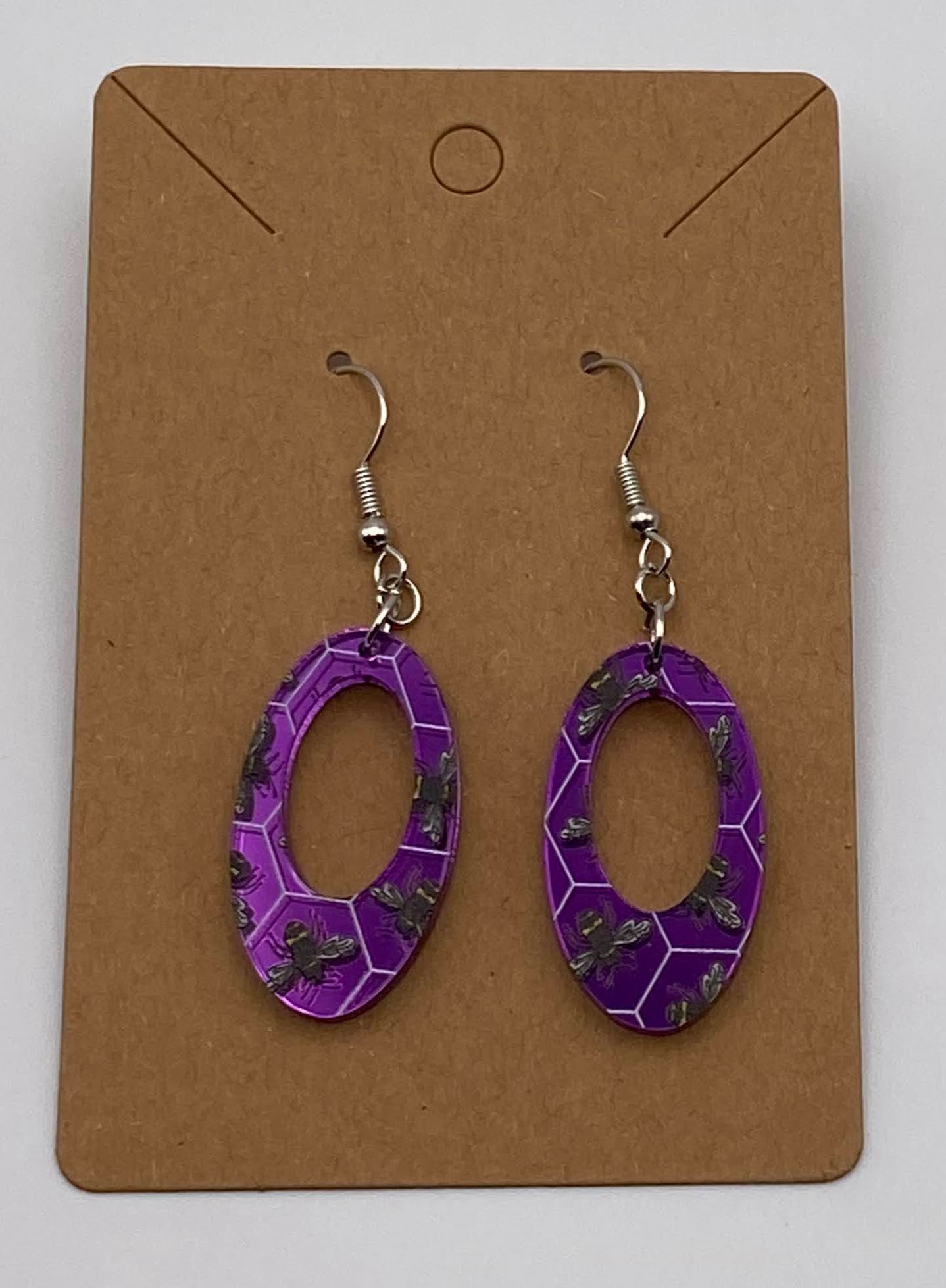 Bee Purple Earring Oval