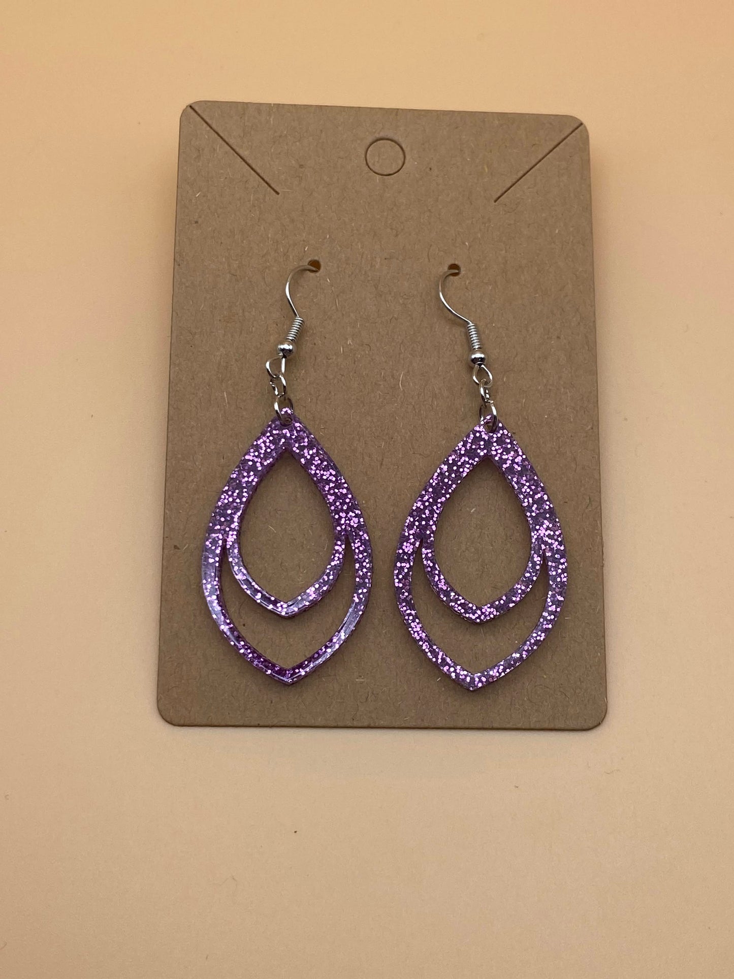 Purple Glitter Teardrop with Cutouts