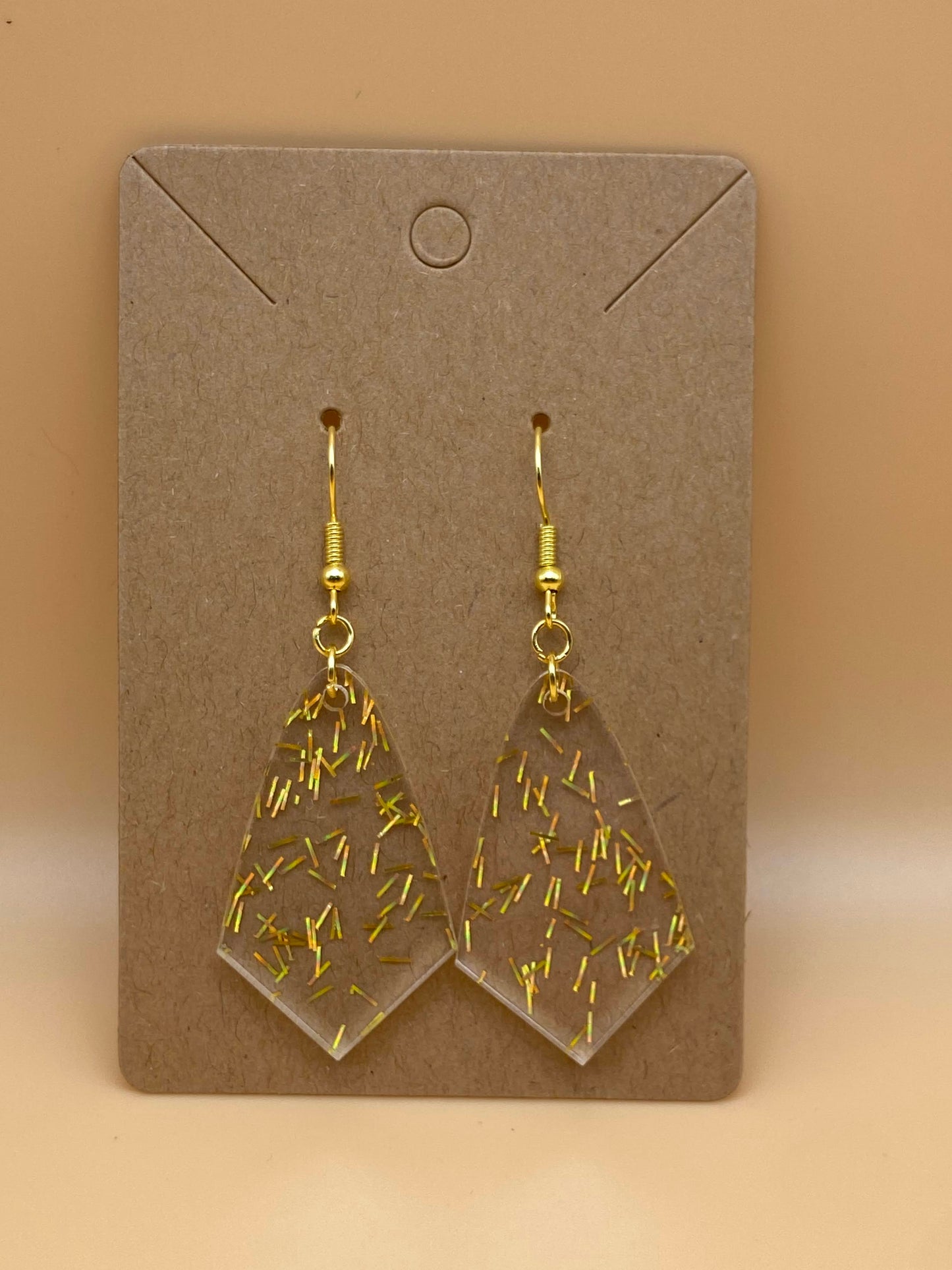 Clear with Gold Tinsel Dangle Solid