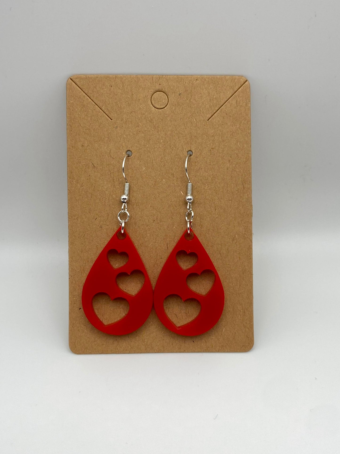 Red or Pink Teardrop with Heart Cutouts