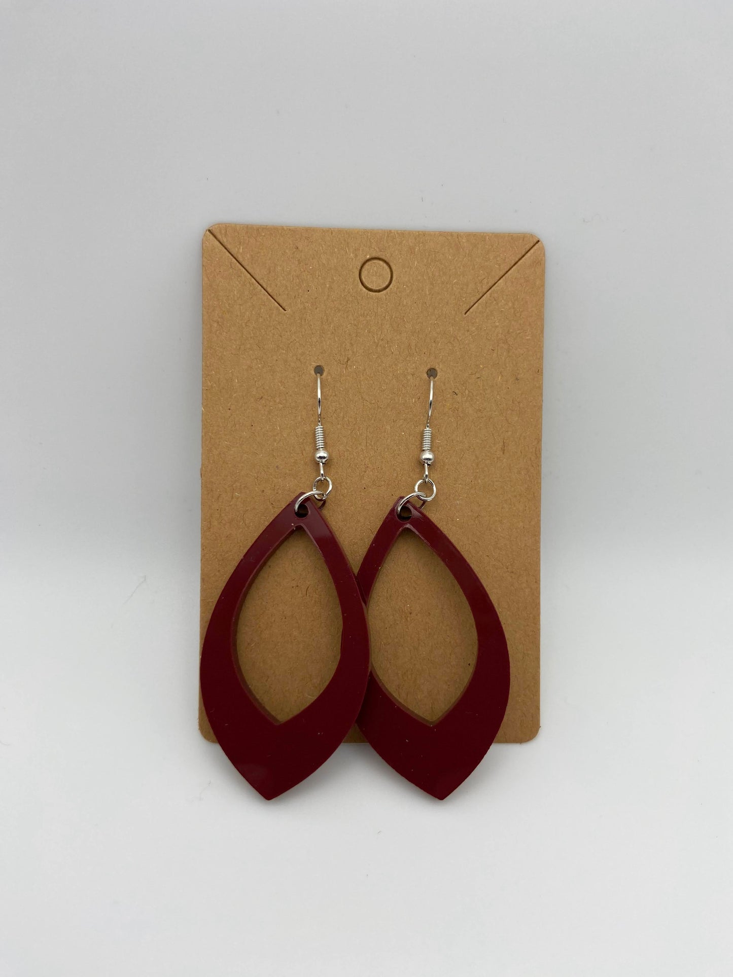 Maroon Pointed Teardrop with Cutout