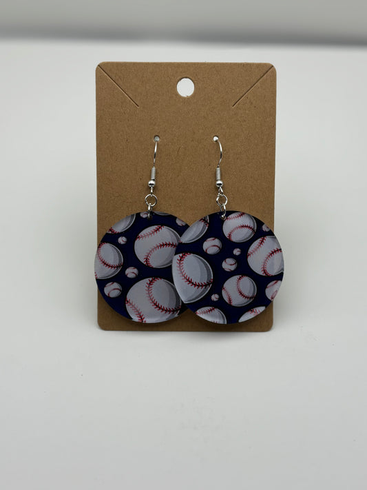 Baseball Earrings 1/2 inch Round